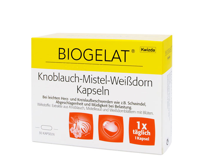 BIOGELAT® garlic, mistletoe and hawthorn capsules